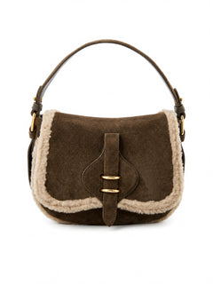 Coccinelle borsa Mavery small in suede fango da donna