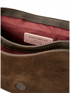 Coccinelle borsa Mavery small in suede fango da donna
