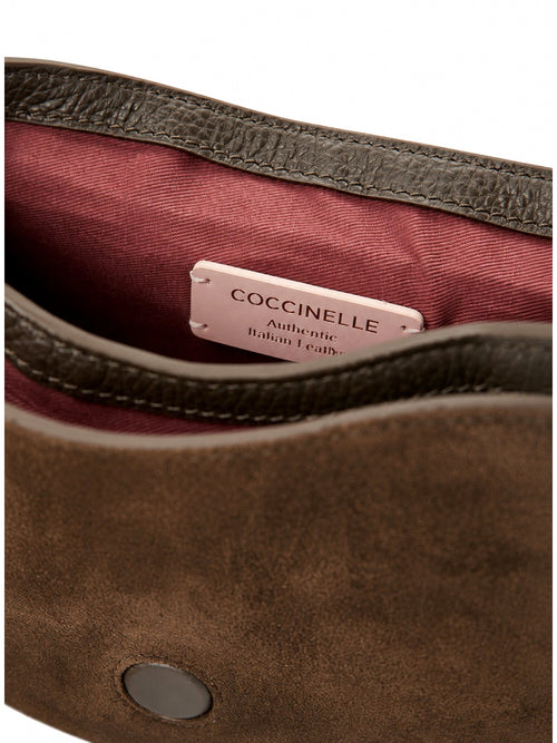 Coccinelle borsa Mavery small in suede fango da donna
