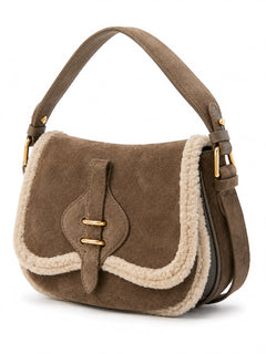 Coccinelle borsa Mavery large in suede toupe da donna