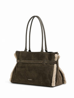 Coccinelle Sabine large borsa da donna in suede fango