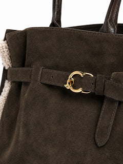 Coccinelle Sabine large borsa da donna in suede fango