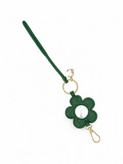Coccinelle portachiavi a fiore con specchio da donna in pelle garden green