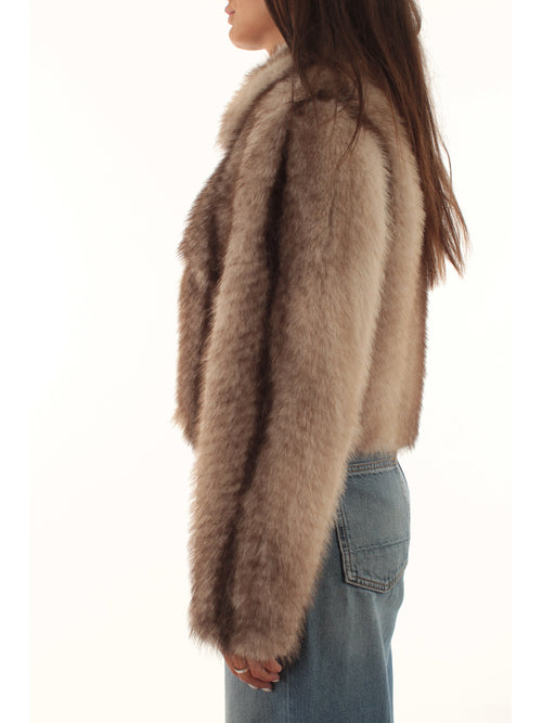 Twinset Giacca in faux fur a stampa sfumata da donna marrone