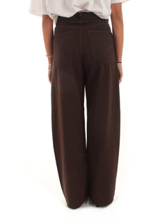Twinset Pantaloni barrel in bull con cintura da donna marrone