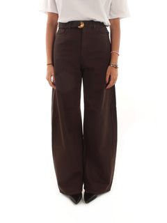 Twinset Pantaloni barrel in bull con cintura da donna marrone
