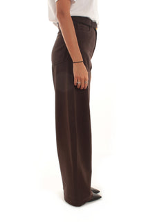 Twinset Pantaloni barrel in bull con cintura da donna marrone