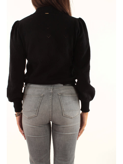 Twinset polo con trafori da donna nero