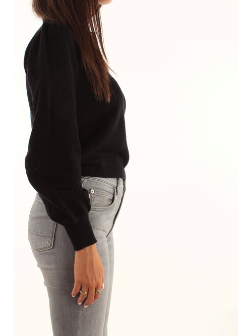 Twinset polo con trafori da donna nero