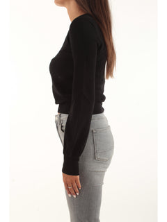 Twinset Maglia fitted con dettagli crochet da donna nero