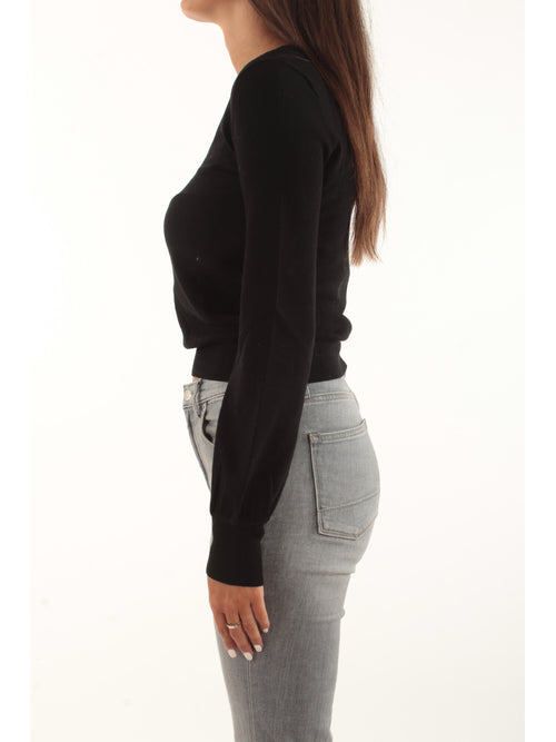 Twinset Maglia fitted con dettagli crochet da donna nero