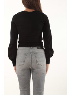 Twinset Maglia fitted con dettagli crochet da donna nero
