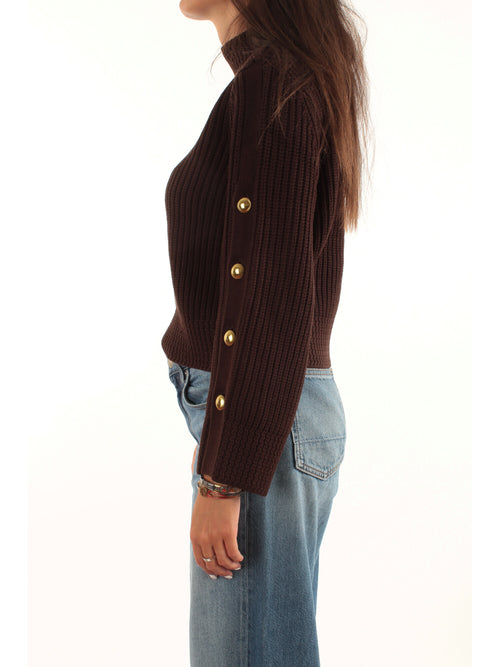 Twinset Maglia con bottoni in metallo da donna marrone