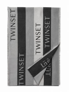 Twinset Stola jacquard con logo da donna nero