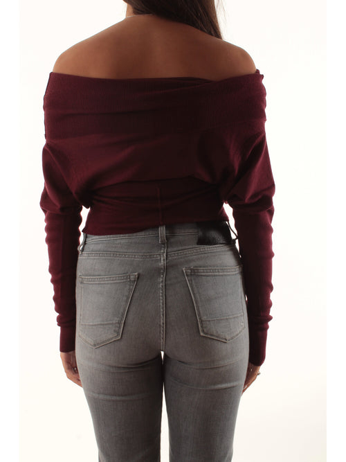 Twinset maglia in lana da donna bordeaux