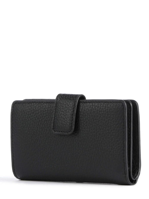 Coccinelle metallic soft portafoglio in pelle con grana da donna nero