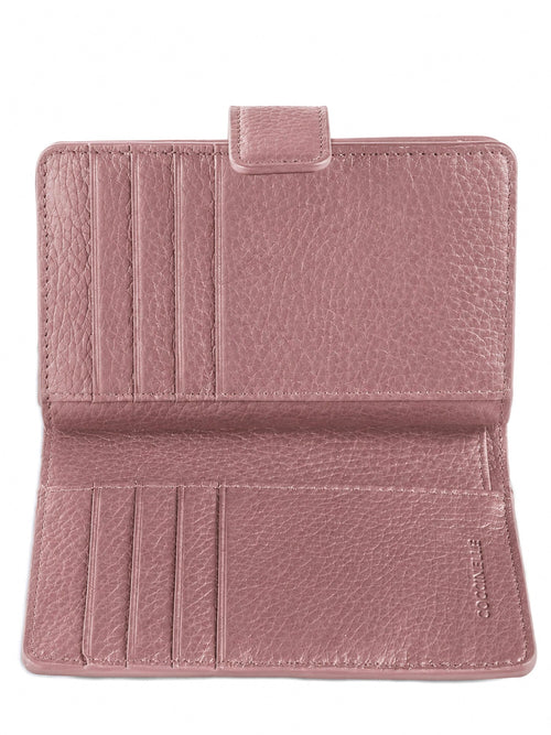 Coccinelle metallic soft portafoglio in pelle con grana da donna winter rose