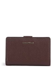 Coccinelle metallic soft portafoglio in pelle con grana da donna berry