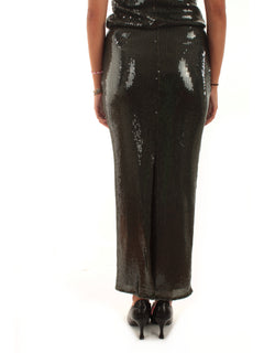 Patrizia Pepe Gonna lunga con paillettes in tulle da donna Mysterious green
