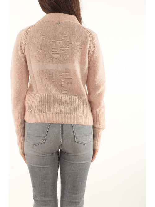 Patrizia Pepe Maglia a polo in misto mohair e lana da donna talco rose