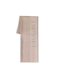Twinset Stola jacquard con logo da donna mastice
