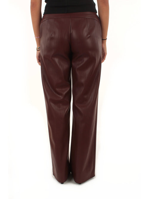 Patrizia Pepe Pantaloni dritti in tessuto spalmato con impunture da donna wood brown