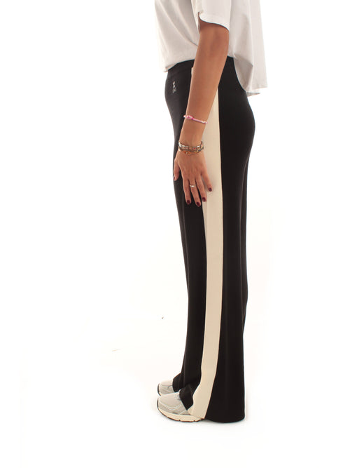 Patrizia Pepe pantalone in jersey con banda laterale da donna nero/avorio