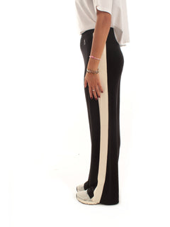 Patrizia Pepe pantalone in jersey con banda laterale da donna nero/avorio