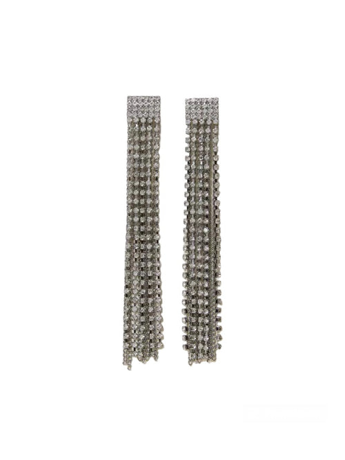 Twinset orecchini pendenti con frange di strass crystal da donna argento crystal