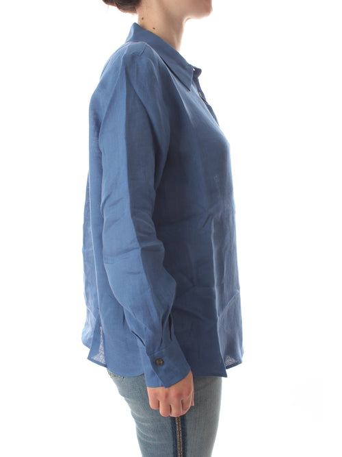 Persona By Marina Rinaldi GAIA camicia in lino da donna azzurro