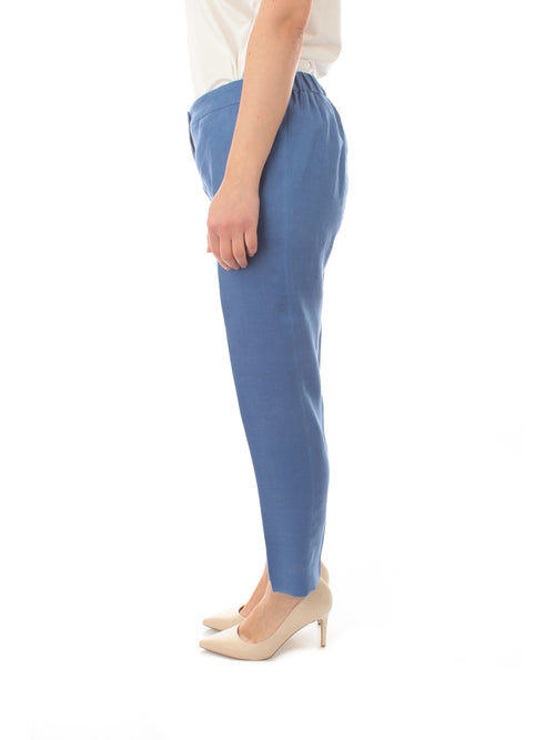 Persona By Marina Rinaldi DENIS pantaloni in tela di lino da donna azul