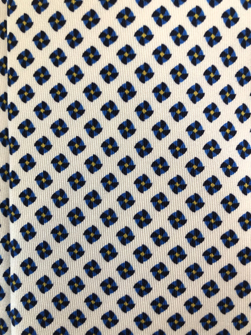 Fefè cravatta tre pieghe da uomo bianco/blu/giallo