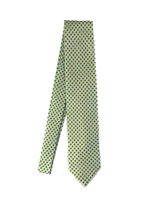 Fefè cravatta tre pieghe da uomo bianco/verde