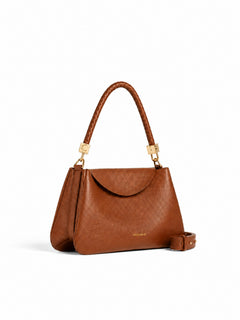 HANDBAG GRAINED LEATHER COGNAC