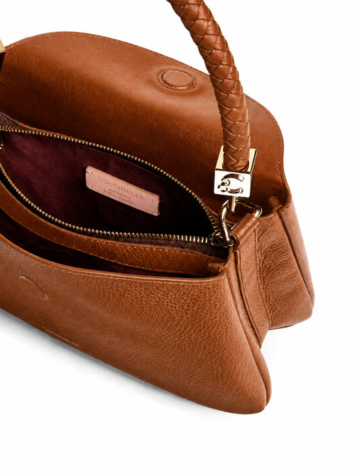 HANDBAG GRAINED LEATHER COGNAC