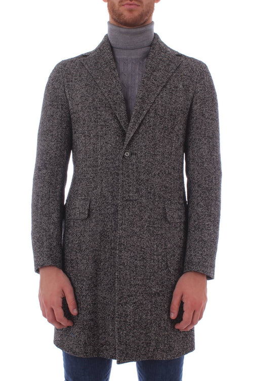 Barba MANA cappotto monopetto da uomo nero/bianco,MANA 9900