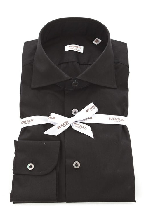 Borriello camicia collo francese da uomo nero,10271