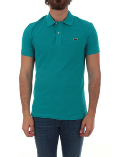 Lacoste polo slim in cotone bleu da uomo