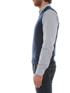 Barba gilet trendy in lana avio da uomo, 14296 58582