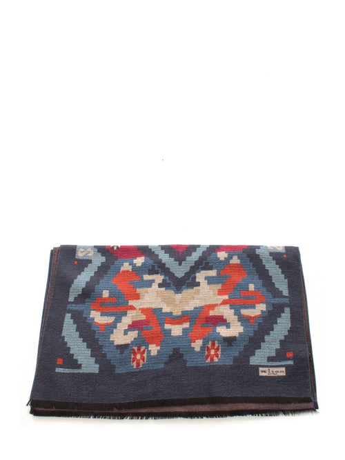 Kiton sciarpa stampata da uomo blu,USCIACX0265A2100L