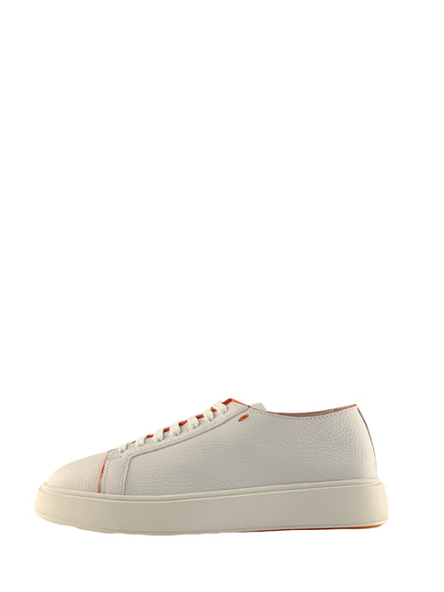 Santoni sneaker in pelle bottalata white da uomo,MBCD21574BARCMXDI48