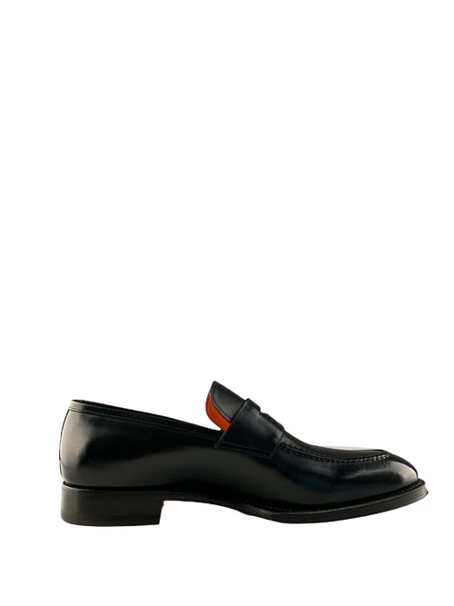 Santoni mocassino penny in pelle black da uomo,MCRO12231JB2IOBRN01