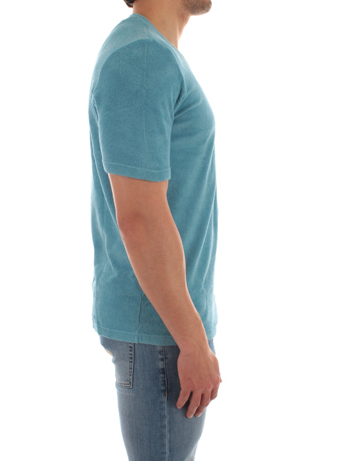 Bruto T-shirt in spugna di cotone celeste da uomo,60141 79802