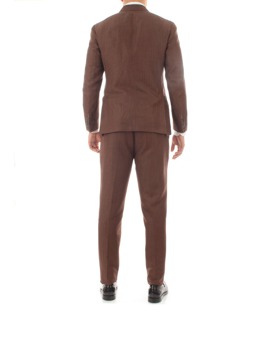 Parthenope abito Capri in lana vergine marrone da uomo,227.701