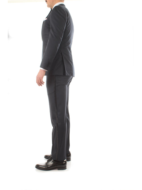 Kiton abito smoking in lana blu da uomo,UASM861K0102402004