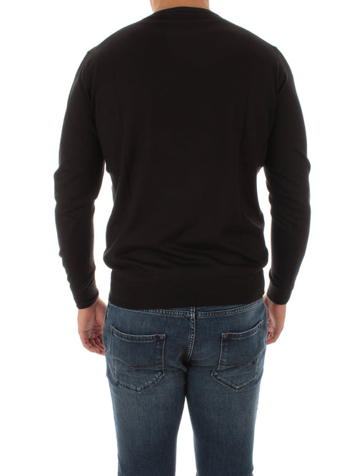 Fedeli ARGENTINA maglia in misto seta e cashmere nero da uomo,5UI07119