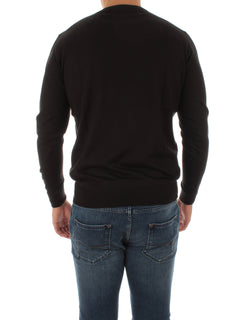 Fedeli ARGENTINA maglia in misto seta e cashmere nero da uomo,5UI07119