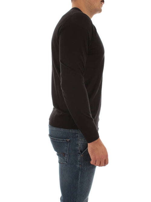 Fedeli ARGENTINA maglia in misto seta e cashmere nero da uomo,5UI07119