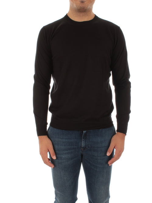 Fedeli ARGENTINA maglia in misto seta e cashmere nero da uomo,5UI07119