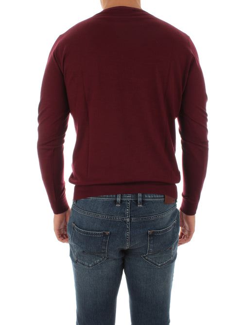 Fedeli ARGENTINA maglia in misto seta e cashmere bordeaux da uomo,5UI07119